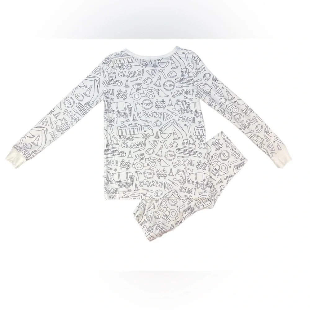 Caden Lane White Construction Doodle Kids Pajama Set (no markers included)